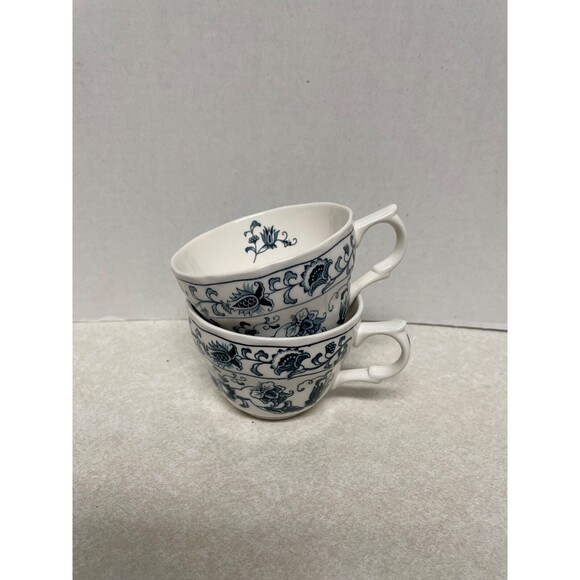 Vintage Set Of 2 Nikko Ming Tree Blue & White-Tea  Or Coffee Cups 3"H Oriental - Picture 2 of 5